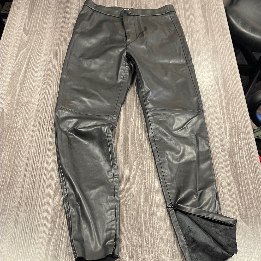 Zara leather vegan pants zipper ankles small